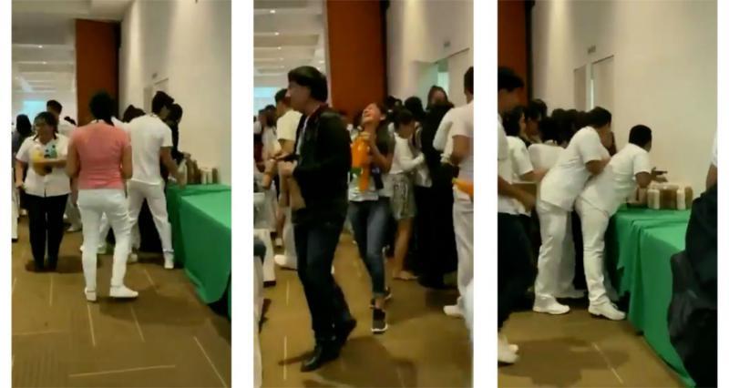Graban a estudiantes de la UJAT agandallándose los refrigerios durante un Congreso