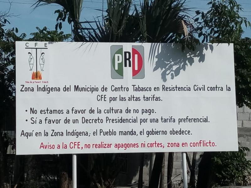 Colocan en La Estancia de Tamulté de las Sabanas nuevo letrero donde se declaran en Resistencia Civil