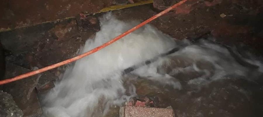Empresa contratada por la SOTOP rompe tubería en el cárcamo del malecón; la planta Villahermosa reanuda operaciones