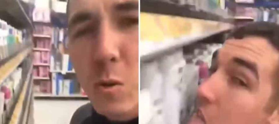 Es acusado de terrorismo joven que lamió artículos en un supermercado de EU