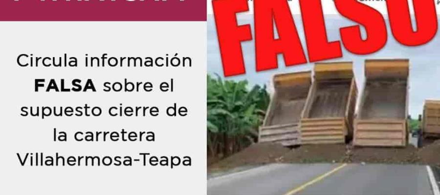 Difunden información falsa sobre bloqueo en la carretera Villahermosa-Teapa