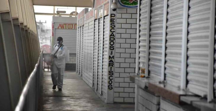 Sanitizan mercado José María Pino Suárez para prevenir contagios entre los visitantes Sanitizan mercado José María Pino Suárez para prevenir contagios entre los visitantes