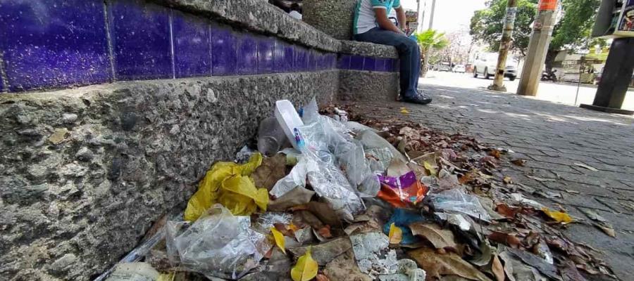 Se acumula basura en la vía pública de Villahermosa durante la contingencia sanitaria