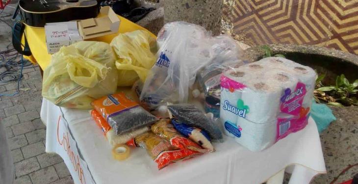 Músicos instalan centro de acopio ante falta de empleo por contingencia