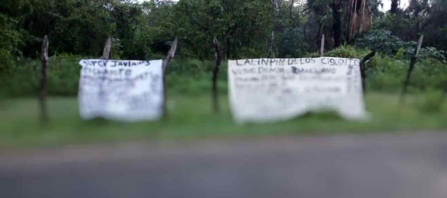Localizan narco mantas en Frontera donde amenazan a presuntos delincuentes