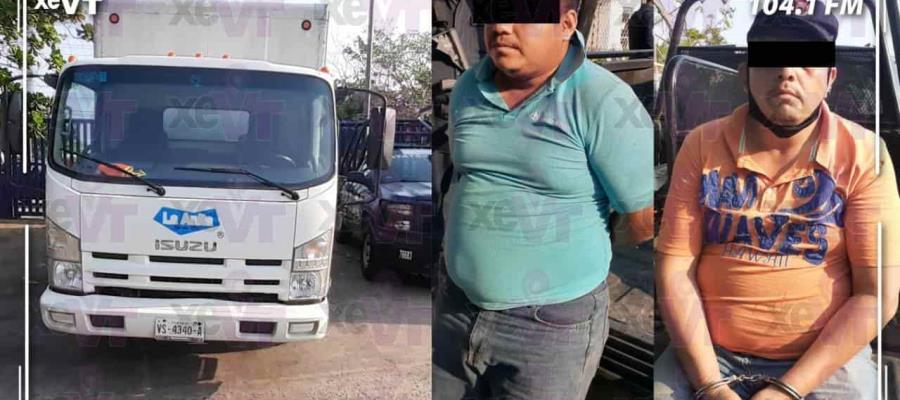 Hombres roban camión… pero los detienen en la carretera Villahermosa-Cárdenas