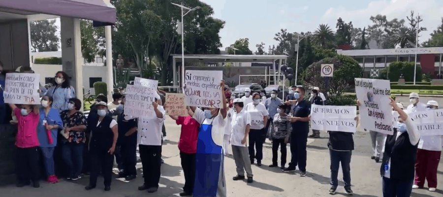 Trabajadores del INER protestan en demanda de equipos de protección