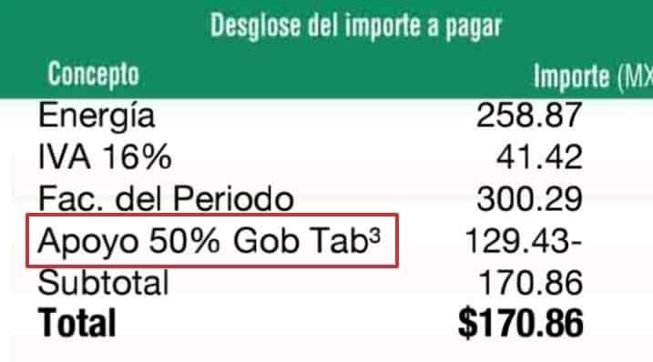 Comienzan a llegar recibos de CFE con apoyo del 50% del Gobierno de Tabasco