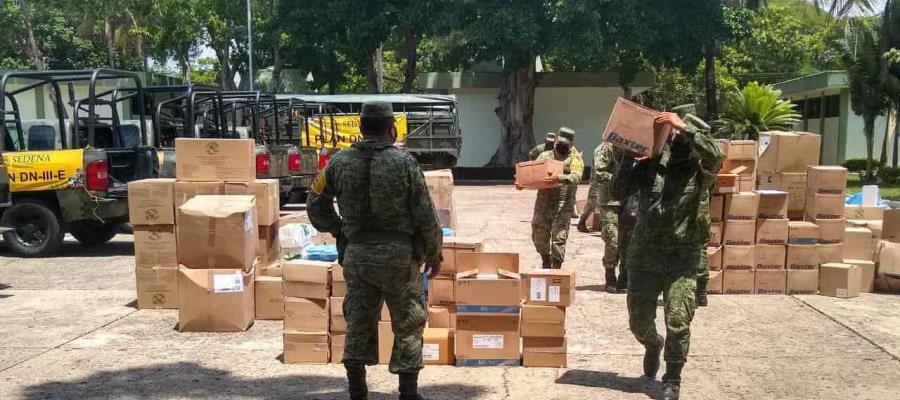 Distribuye Ejército 9 toneladas de insumos médicos a hospitales de Tabasco