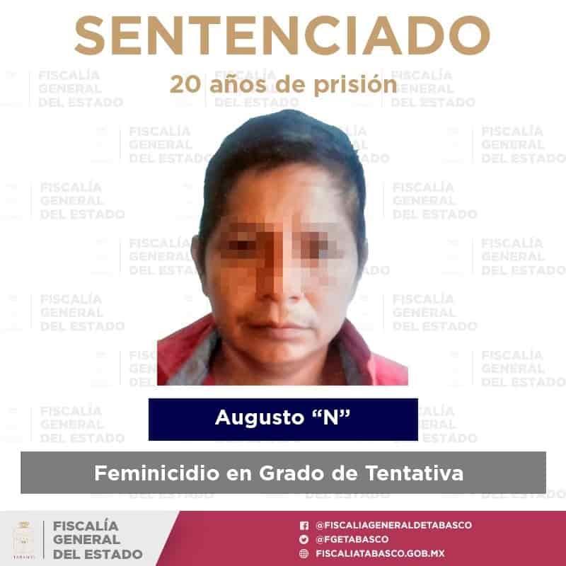 Dan 20 años de prisión a sujeto acusado de feminicidio en grado de tentativa