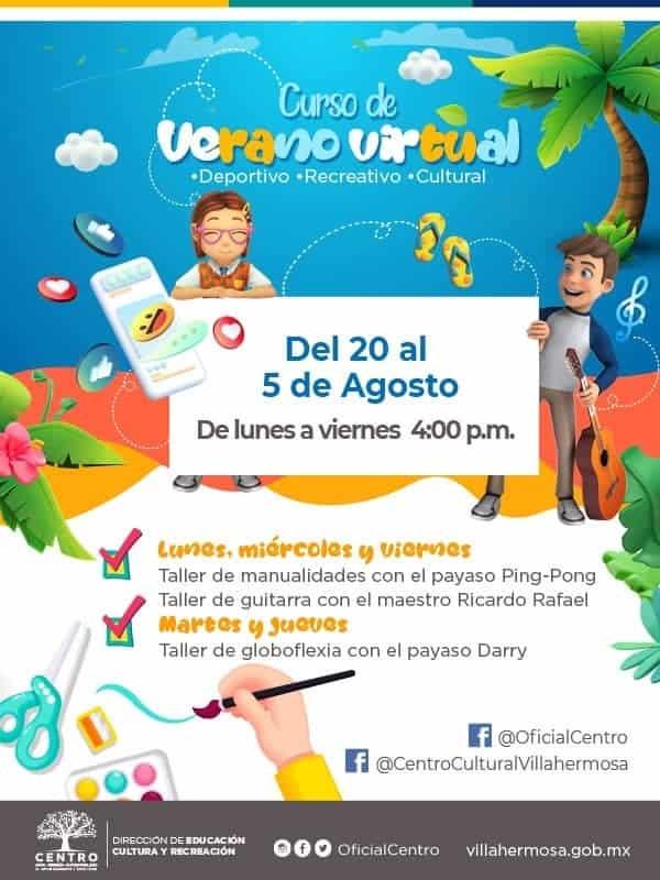 Anuncia ayuntamiento de Centro curso de verano virtual Anuncia ayuntamiento de Centro curso de verano virtual