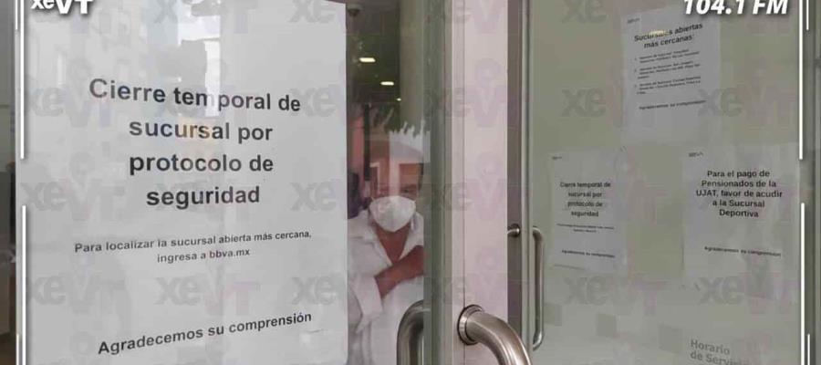 Cierran temporalmente BBVA de Zona Luz por protocolos de seguridad