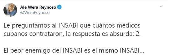 Responde el INSABI a senadora que solo se contrataron a 2 médicos cubanos en esta pandemia Responde el INSABI a senadora que solo se contrataron a 2 médicos cubanos en esta pandemia