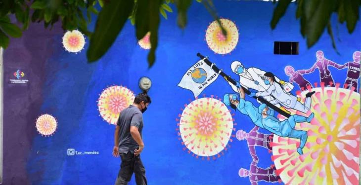 Pintan mural urbano sobre la pandemia por covid-19 en la Manga I