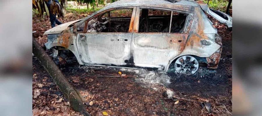 Hallan auto calcinado en Cárdenas, le fue robado en Huimanguillo a taquero asesinado a balazos