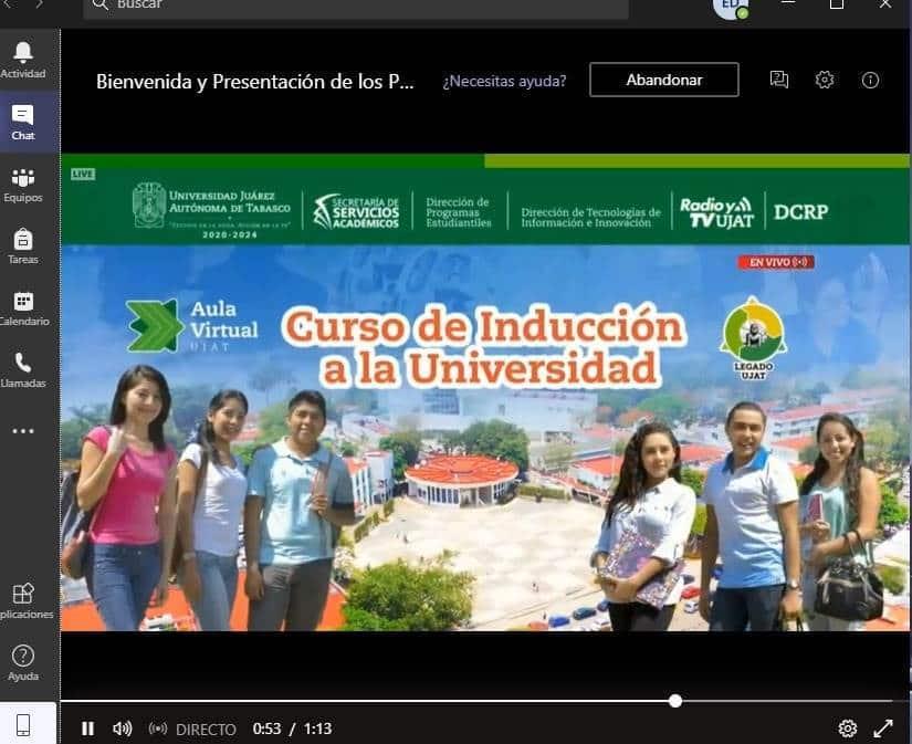 Inaugura UJAT curso de inducción del ciclo septiembre 2020 – enero 2021… a distancia Inaugura UJAT curso de inducción del ciclo septiembre 2020 – enero 2021… a distancia