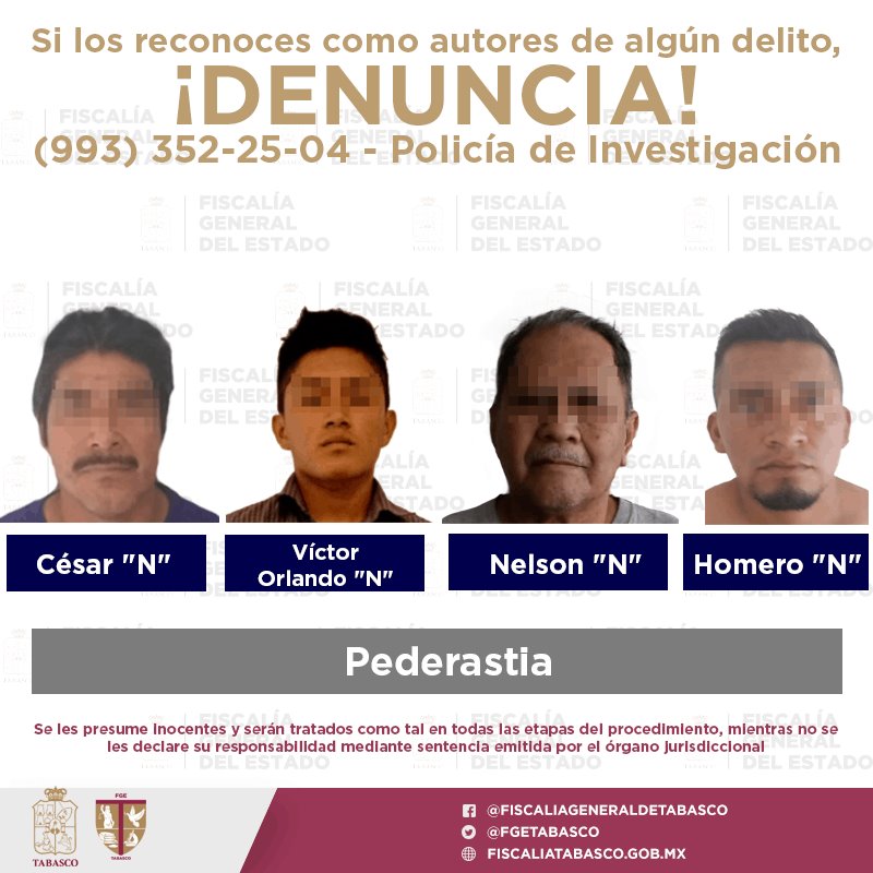 Aprehenden a 5 hombres por presuntos delitos sexuales en Tabasco Aprehenden a 5 hombres por presuntos delitos sexuales en Tabasco