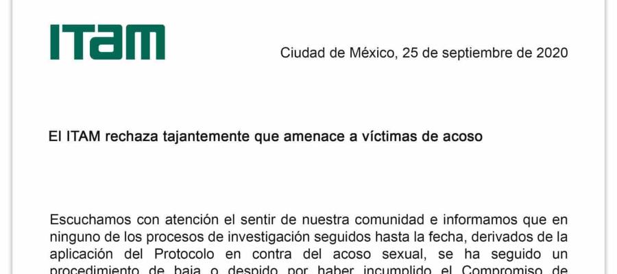 Elimina ITAM sanciones a estudiantes y maestras víctimas de acoso sexual, que denuncien públicamente a su agresor