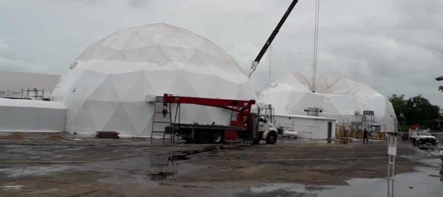 Rehabilitan burbuja Covid del Parque Tabasco, tras haber colapsado por lluvias