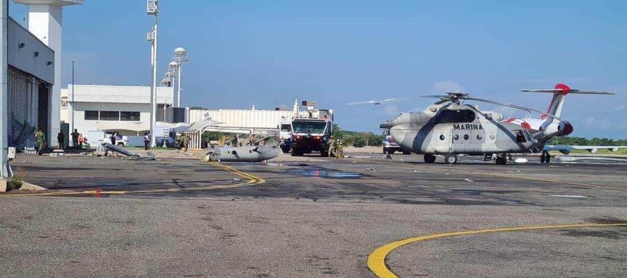 Personal resultó con lesiones leves, informa Semar tras accidente de helicóptero en aeropuerto de Villahermosa