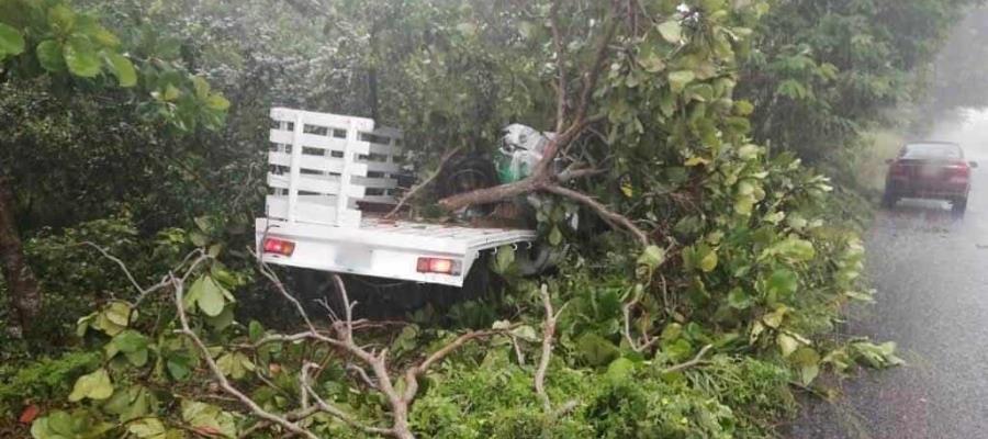 Mueren dos personas tras choque de camioneta contra árbol en la Villahermosa-Frontera