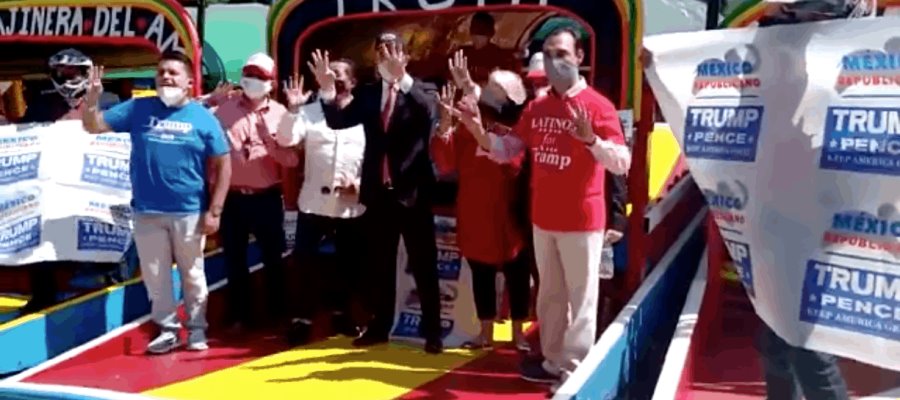 Comunidad del Partido Republicano en México, bautizan trajinera con el nombre de Trump en cierre de campaña Comunidad del Partido Republicano en México, bautizan trajinera con el nombre de Trump en cierre de campaña