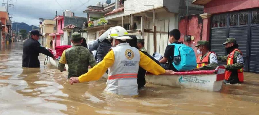 Reporta Protección Civil de Chiapas 19 fallecidos tras inundaciones; 10 fueron arrastrados por la corriente