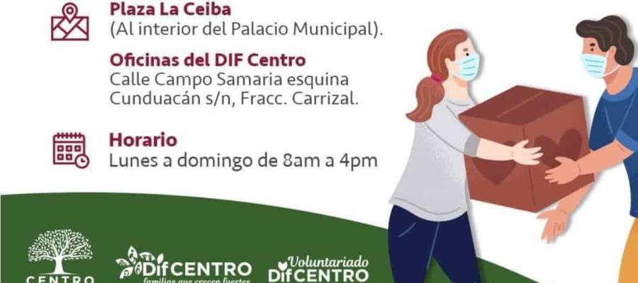 Habilitan dos Centros de Acopio en Centro para apoyar a población damnificada