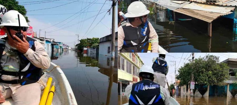 Suspende CFE suministro de energía eléctrica a más 3 mil usuarios de Tabasco y Chiapas por inundaciones y deslaves