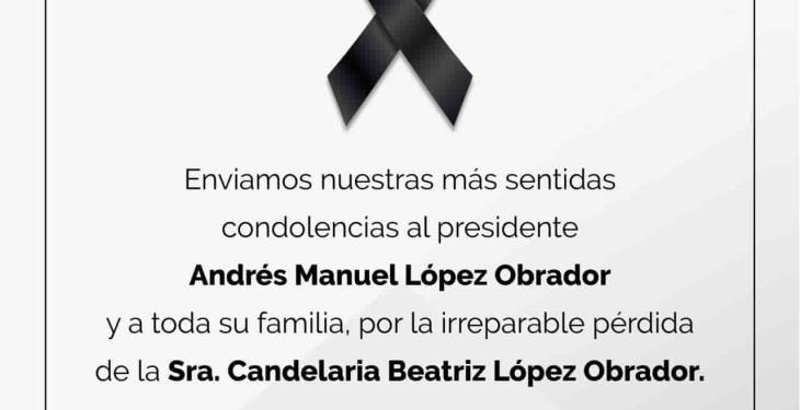 Calderón, Peña Nieto, Delgado, gobernadores y legisladores, lamentan fallecimiento de hermana de AMLO