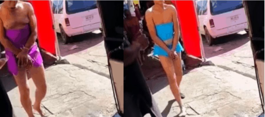 Exhiben a presuntos delincuentes desnudos y golpeados en Guasave Sinaloa