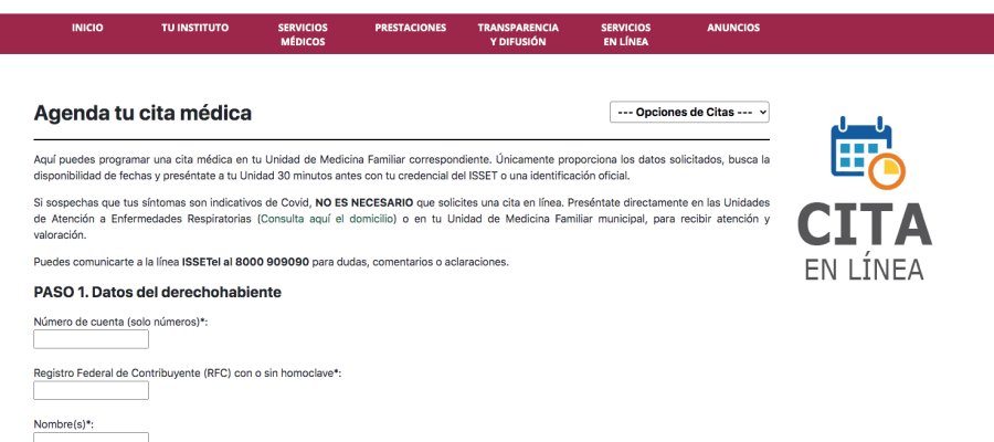 Crea ISSET portal Web para trámites de citas médicas tras afectaciones por lluvias y la pandemia