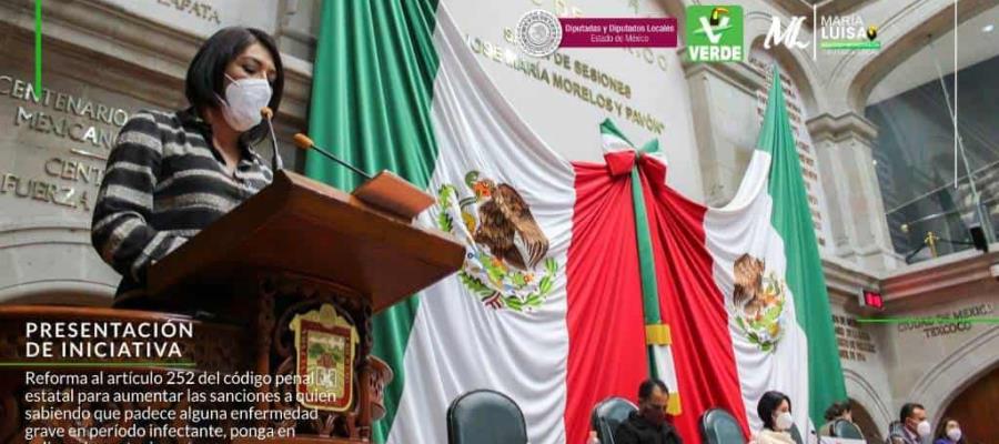 Propone el PVEM en el Congreso de Edomex elevar a cuatro años de cárcel a quien contagie deliberadamente a otras personas con Covid Propone el PVEM en el Congreso de Edomex elevar a cuatro años de cárcel a quien contagie deliberadamente a otras personas con Covid