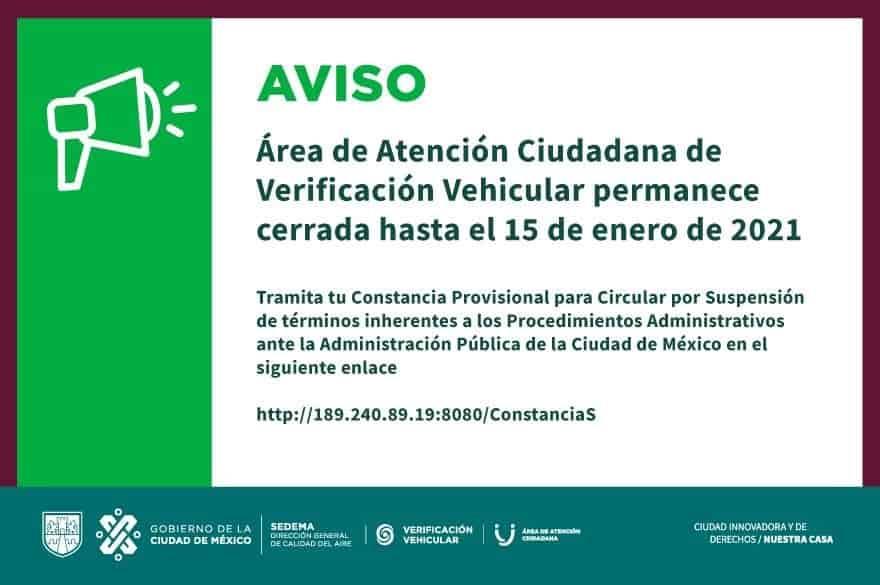Cierra CDMX ventanillas de trámites de verificación para evitar contagios de coronavirus