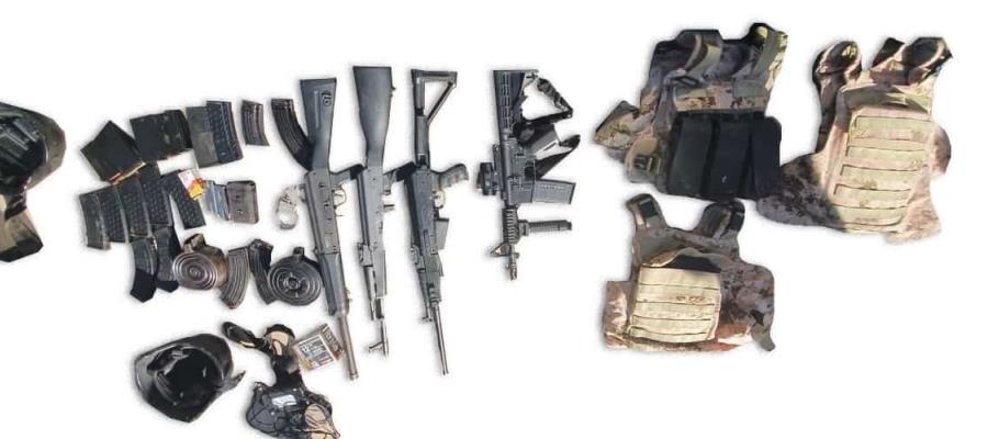 En Sinaloa resguardan camioneta blindada, armas, granada y equipos tácticos