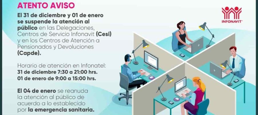 Suspenderá INFONAVIT Tabasco atención al público hoy 31 de diciembre y mañana 01 de enero