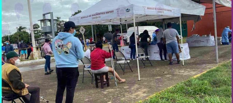 Vuelven a abarrotar módulos de diagnóstico Covid en Villahermosa