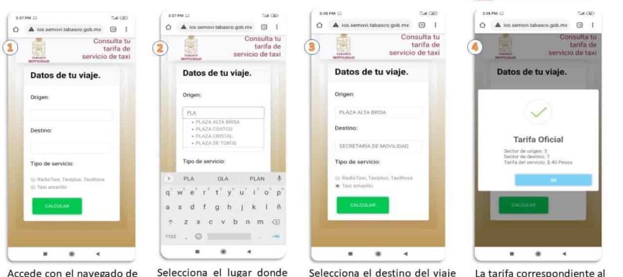 Habilita Semovi página Web para calcular tarifa de taxi especial en Villahermosa Habilita Semovi página Web para calcular tarifa de taxi especial en Villahermosa