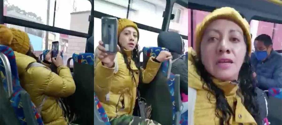 ¡Me vale! Dice mujer que no usa cubrebocas en transporte público en EDOMEX ¡Me vale! Dice mujer que no usa cubrebocas en transporte público en EDOMEX