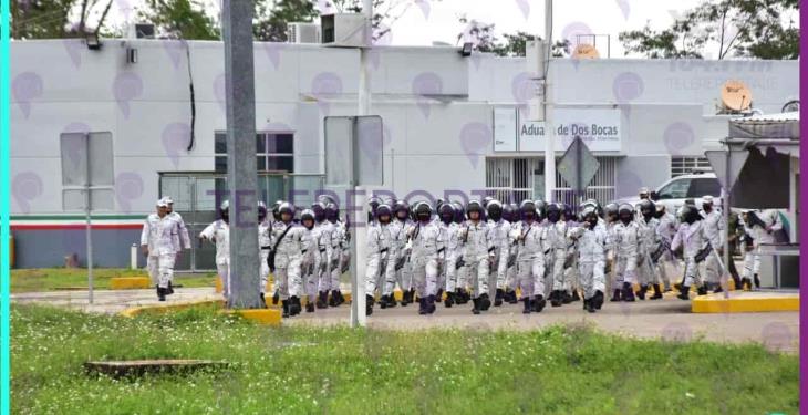 La Guardia Nacional mantiene un operativo en la frontera sur de Tabasco, ante llegada de la caravana migrante