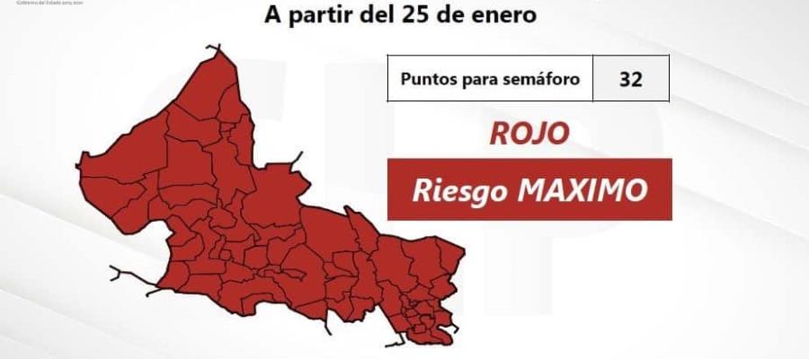 Anuncia gobierno de SLP retorno a semáforo rojo a partir del lunes 25