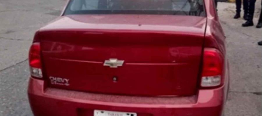 Recuperan vehículo con reporte de robo en Villahermosa