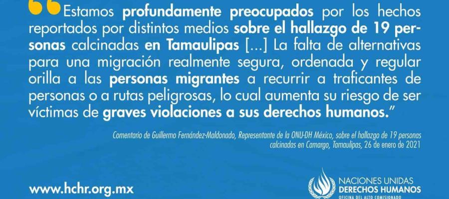 Compara ONU-DH hallazgo de cuerpos calcinados en Tamaulipas con masacres de NL