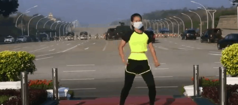Maestra de aerobics capta sin querer el golpe de Estado en Myanmar Maestra de aerobics capta sin querer el golpe de Estado en Myanmar
