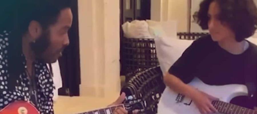 Hija de JLO y Marc Anthony toma clases de guitarra con Lenny Kravitz en su cumpleaños