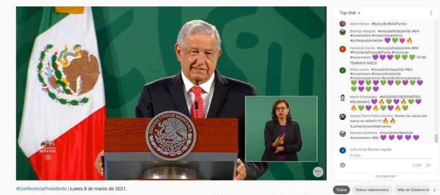 Mujeres concretan protesta virtual por sus derechos durante la “mañanera” del presidente