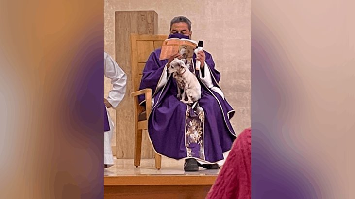 Sacerdote de Torreón lleva a su perrito a misa y la foto se vuelve viral en redes sociales Sacerdote de Torreón lleva a su perrito a misa y la foto se vuelve viral en redes sociales