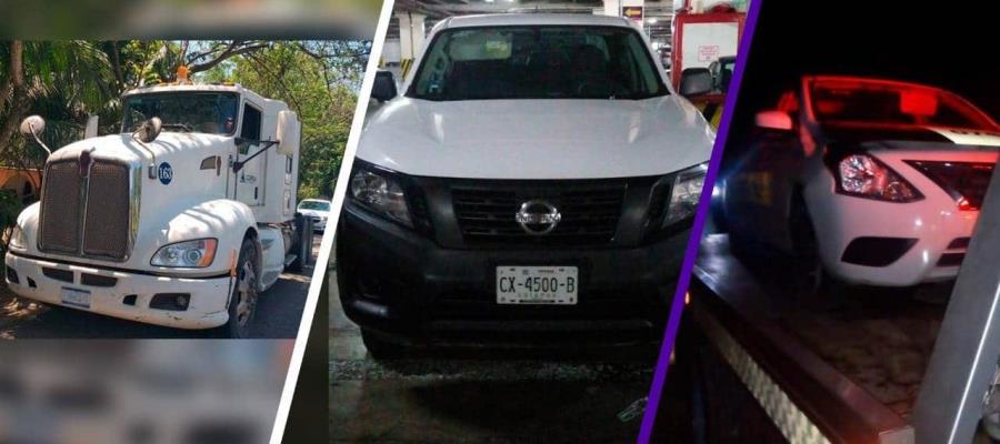 Recuperan tres vehículos: dos con reporte de robo y uno con placas sobrepuestas