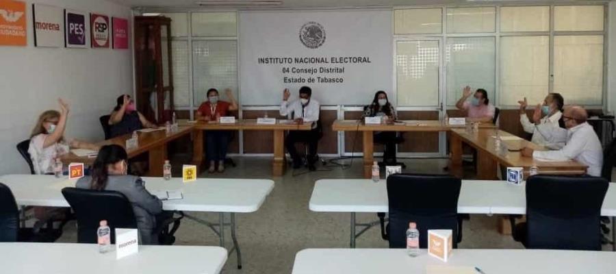Aprueban consejos distritales del INE Tabasco candidaturas a diputaciones federales de RSP, PES y FXM