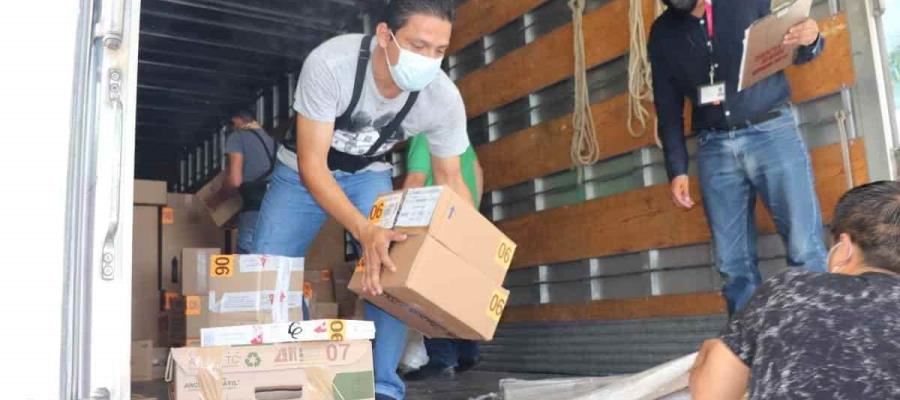 Llegan a Tabasco 10 toneladas de material electoral para los comicios del 6 de junio